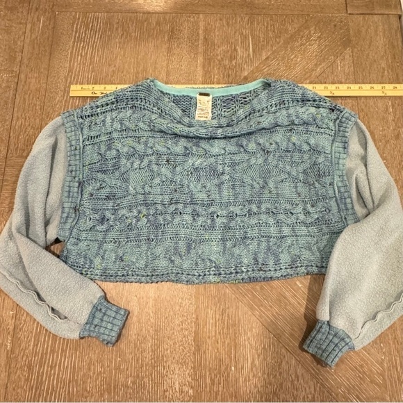 NEW FREE PEOPLE HONEY CABLE PULLOVER SIREN BLUE WOMENS SWEATER   SIZE XS  NWOT - Picture 6 of 10